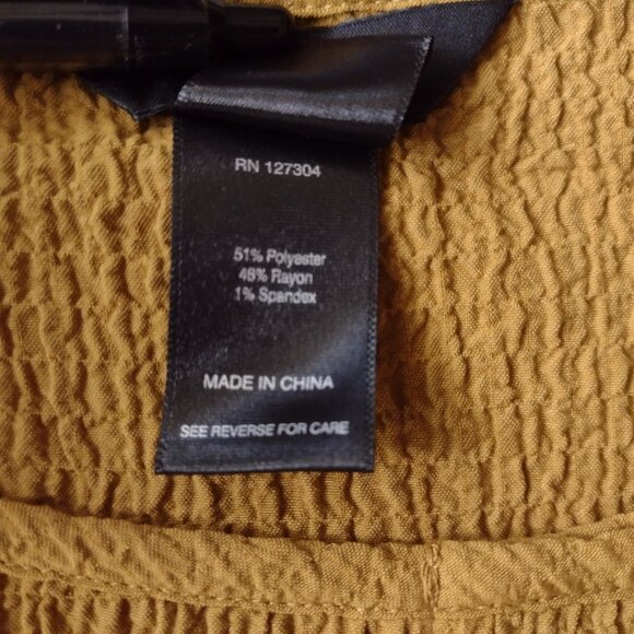 Ali Miles Asymmetrical Button Tunic Top Crinkle Mustard Yellow M - Picture 8 of 8